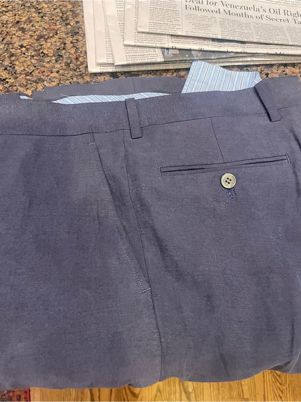 Barneys New York Navy Blue Dress Pants - Tailored Flat Front